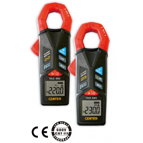 CENTER 22 / 23 Pocket Size True-RMS AC or AC/DC Clamp Meter with Non-Contacted Voltage Detector CENTER 22 / 23 Pocket Size True-RMS AC or AC/DC Clamp Meter with Non-Contacted Voltage Detector